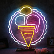 Three Scoops Ice Cream Cone Custom Neon Sign