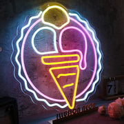 Three Scoops Ice Cream Cone Custom Neon Sign