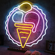 Three Scoops Ice Cream Cone Custom Neon Sign