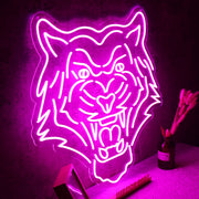 Tiger Head Purple Neon Sign