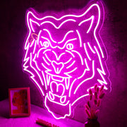 Tiger Head Purple Neon Sign