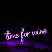 Time For Wine Purple Neon Sign