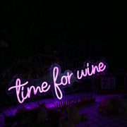 Time For Wine Purple Neon Sign