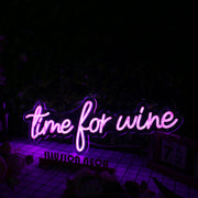 Time For Wine Purple Neon Sign