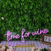 Time For Wine Purple Neon Sign