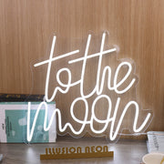 To The Moon White LED Neon Sign