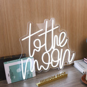 To The Moon White LED Neon Sign