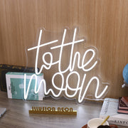 To The Moon White LED Neon Sign