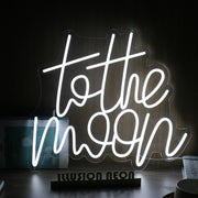 To The Moon White LED Neon Sign