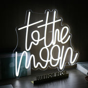 To The Moon White LED Neon Sign