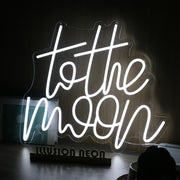 To The Moon White LED Neon Sign