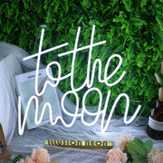 To The Moon White Neon Sign