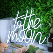 To The Moon White Neon Sign