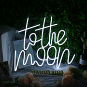 To The Moon White Neon Sign