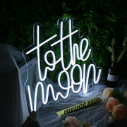 To The Moon White Neon Sign