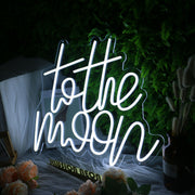 To The Moon White Neon Sign