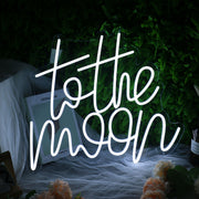 To The Moon White Neon Sign