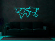 Travel Map World Map Neon Sign