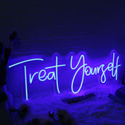 Treat Yourself Blue Neon LED Sign