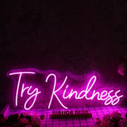 Try Kindness Purple Neon Sign