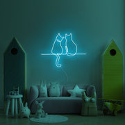 Two Cats Looking Neon Sign