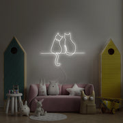 Two Cats Looking Neon Sign