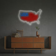 USA Map Flag LED Neon Sign