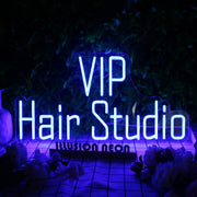 VIP Hair Studio Blue Neon Sign