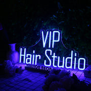 VIP Hair Studio Blue Neon Sign