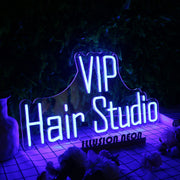 VIP Hair Studio Blue Neon Sign