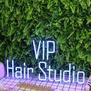 VIP Hair Studio Blue Neon Sign