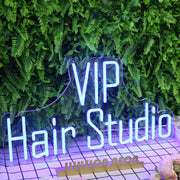 VIP Hair Studio Blue Neon Sign