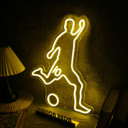 Volleying Soccer Yellow Neon Sign