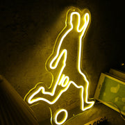 Volleying Soccer Yellow Neon Sign