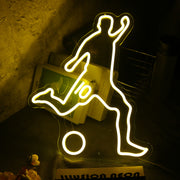 Volleying Soccer Yellow Neon Sign