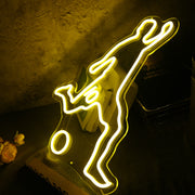 Volleying Soccer Yellow Neon Sign