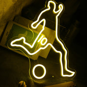 Volleying Soccer Yellow Neon Sign