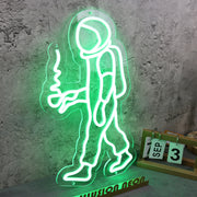 Walking Space Man Green Neon Sign