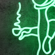 Walking Space Man Green Neon Sign