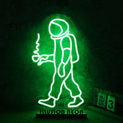 Walking Space Man Green Neon Sign