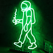 Walking Space Man Green Neon Sign