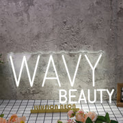 Wavy Beauty White Neon Sign