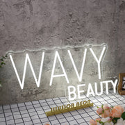 Wavy Beauty White Neon Sign