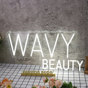 Wavy Beauty White Neon Sign