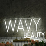 Wavy Beauty White Neon Sign