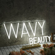 Wavy Beauty White Neon Sign