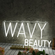 Wavy Beauty White Neon Sign