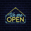 We Are Open Blue and Yellow Neon Sign