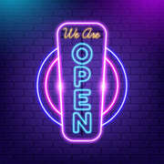 We are Open Vertical Neon Sign