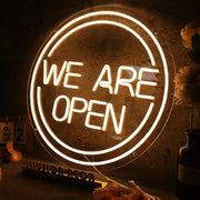 We Are Open White Neon Sign